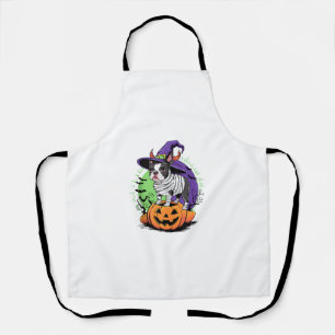 Happy Halloween mit Boston Terrier Mummy & Hexe Schürze