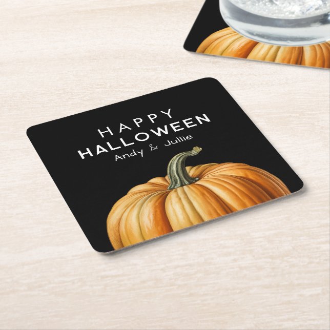 Happy Halloween mit großem Kürbis Rechteckiger Pappuntersetzer (angewinkelt)