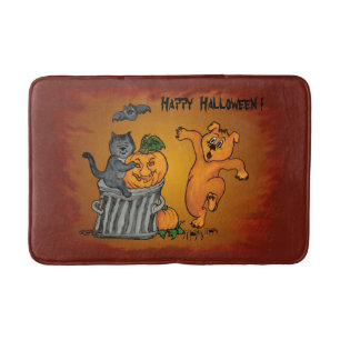 Happy Halloween mit Katzen-Katzen-Hund und Spider Badematte