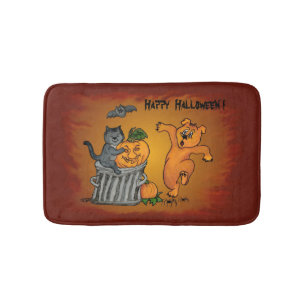 Happy Halloween mit Katzen-Katzen-Hund und Spider Badematte