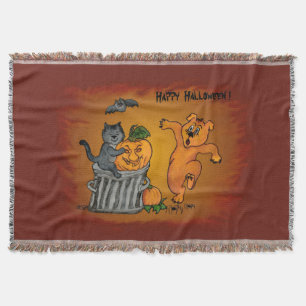 Happy Halloween mit Katzen-Katzen-Hund und Spider Decke