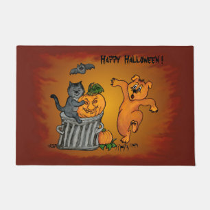 Happy Halloween mit Katzen-Katzen-Hund und Spider Fußmatte