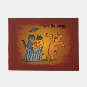 Happy Halloween mit Katzen-Katzen-Hund und Spider Fußmatte