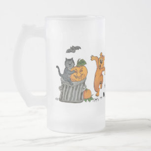 Happy Halloween mit Katzen-Katzen-Hund und Spider Mattglas Bierglas