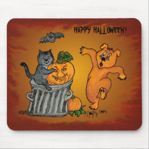 Happy Halloween mit Katzen-Katzen-Hund und Spider Mousepad