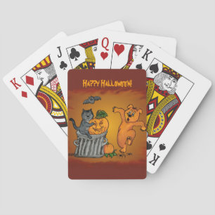 Happy Halloween mit Katzen-Katzen-Hund und Spider Spielkarten