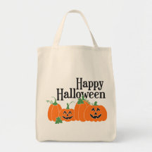 Happy Halloween mit Kürbissen und Kürbislaternen