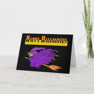 Happy Halloween mit Lila Hexe Karte