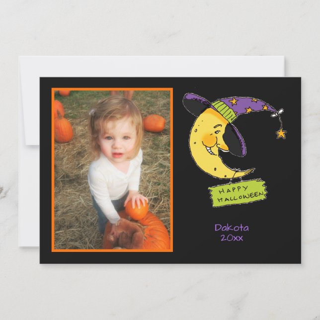 Happy Halloween mit Mond, individueller Foto Rahme Karte (Vorderseite)