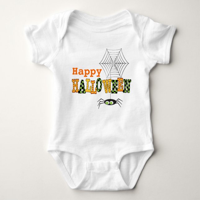 Happy Halloween mit Niedlicher Spinne & Web Baby Strampler (Vorderseite)