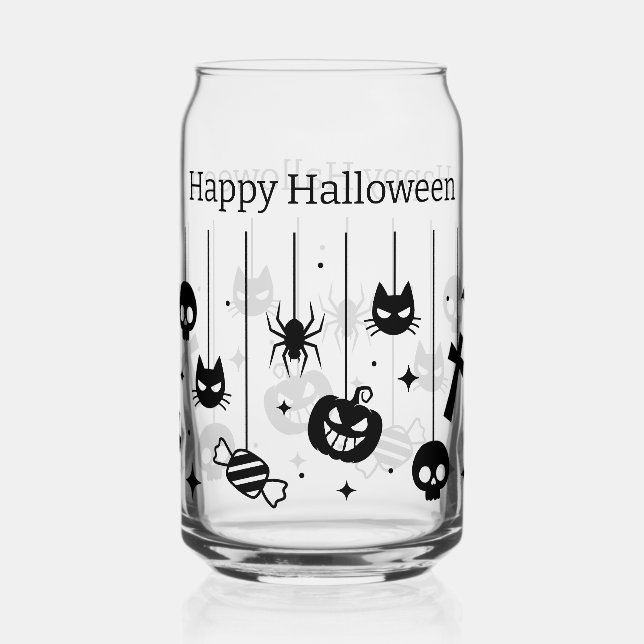 Happy Halloween mit schwarz gespitzten Bildern Dosenglas (Vorderseite)