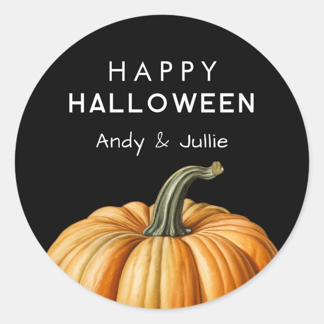 Happy Halloween mit Vintagem Kürbis Runder Aufkleber (Vorderseite)