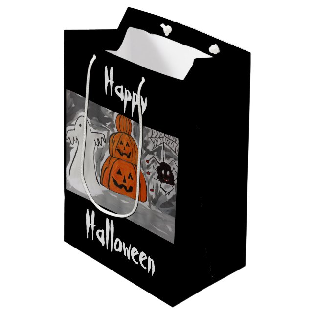Happy Halloween Mittlere Geschenktüte (Vorderseite Schrägansicht)