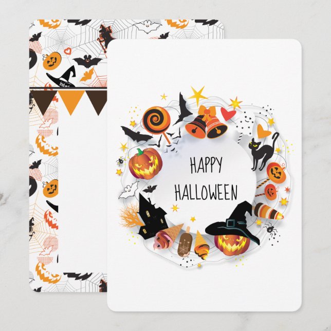 Happy Halloween Moderne Spooky und Pumpkin Holiday (Vorne/Hinten)