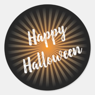 Happy Halloween Moderne Typografie Orange Black Runder Aufkleber