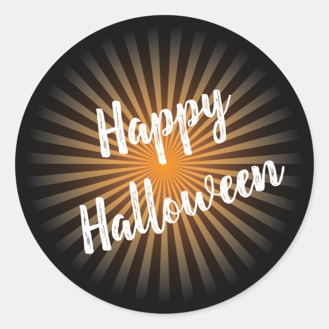 Happy Halloween Moderne Typografie Orange Black Runder Aufkleber (Vorderseite)