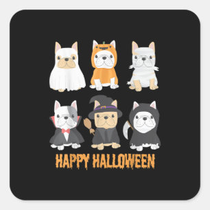 Happy Halloween Mops Hunde Niedliche Französisch B Quadratischer Aufkleber