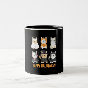 Happy Halloween Mops Hunde Niedliche Französisch B Zweifarbige Tasse