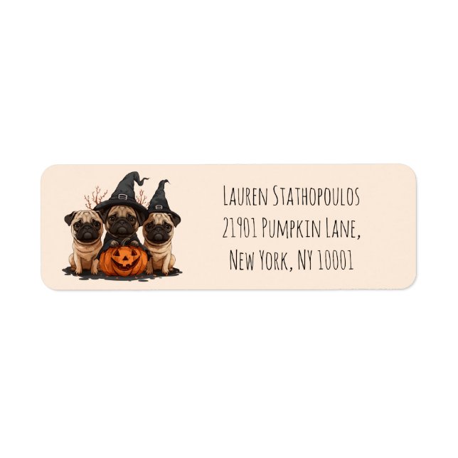 Happy Halloween Mops Kürbislaternen (Vorne)