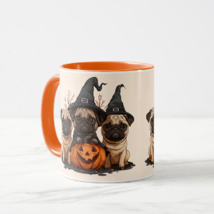 Happy Halloween Mops Kürbislaternen Tasse