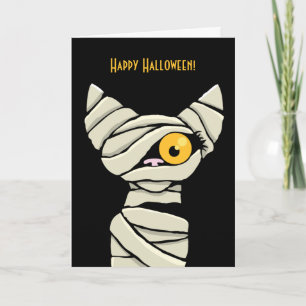Happy Halloween Mummy Cat Karte