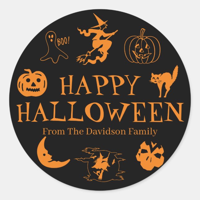 Happy Halloween Namensgeschenk für Aufkleber (Vorderseite)