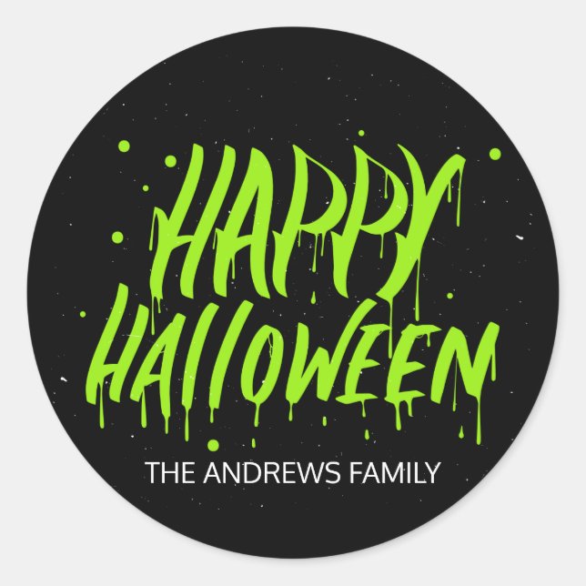 Happy Halloween Nassmalerei Typografie Personalisi Runder Aufkleber (Vorderseite)