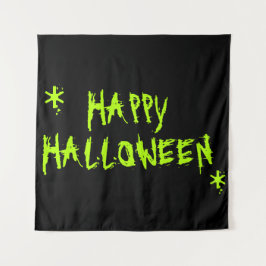 Happy Halloween Neon grün beängstigende Typografie Wandteppich