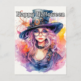 Happy Halloween - Nerdy Witch Illustration Postkarte