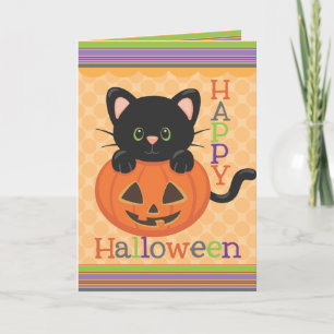 Happy Halloween Niedlich Cat Jack o' Lantern Karte