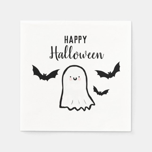 Happy Halloween Niedlich Ghost Bats Serviette (Vorderseite)