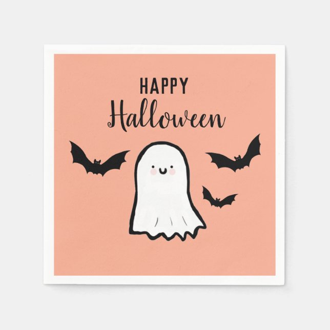 Happy Halloween Niedlich Ghost Bats Serviette (Vorderseite)