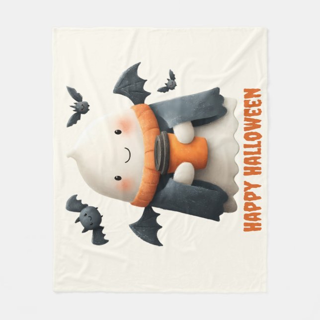 Happy Halloween Niedlich Ghost Design Fleecedecke (Vorderseite)