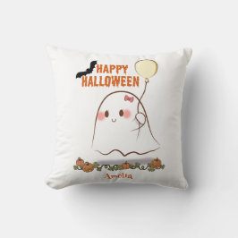 Happy Halloween Niedlich Ghost hält einen Ballonna Kissen