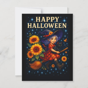 Happy Halloween Niedlich Hexenbroomstick Postkarte