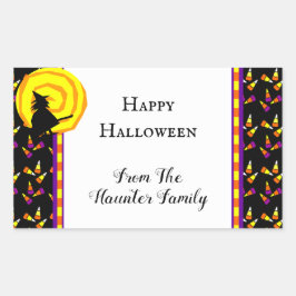 Happy Halloween Niedlich Hexenkornkleber Rechteckiger Aufkleber