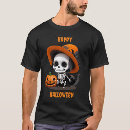 Happy Halloween Niedlich Kawaii Skeleton & Pumpkin T-Shirt