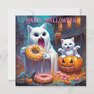 Happy Halloween - Niedlich Kitten und Ghost essen