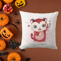 Happy Halloween Niedlich Kitty Devil Spider Flying