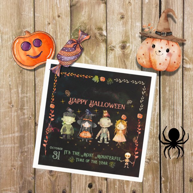 Happy Halloween Niedlich Monsters Party Serviette (Happy Halloween Cute Monsters Party Napkins)