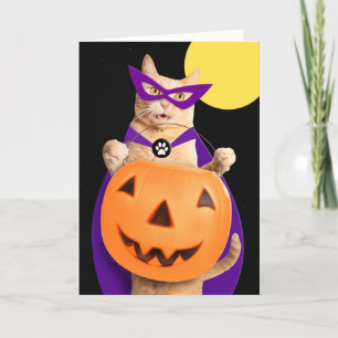 Happy Halloween Niedlich Orange Tabby Ginger Cat Feiertagskarte