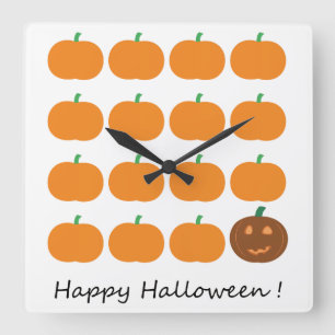 Happy Halloween Niedlich Pumpkin Patch Quadratische Wanduhr