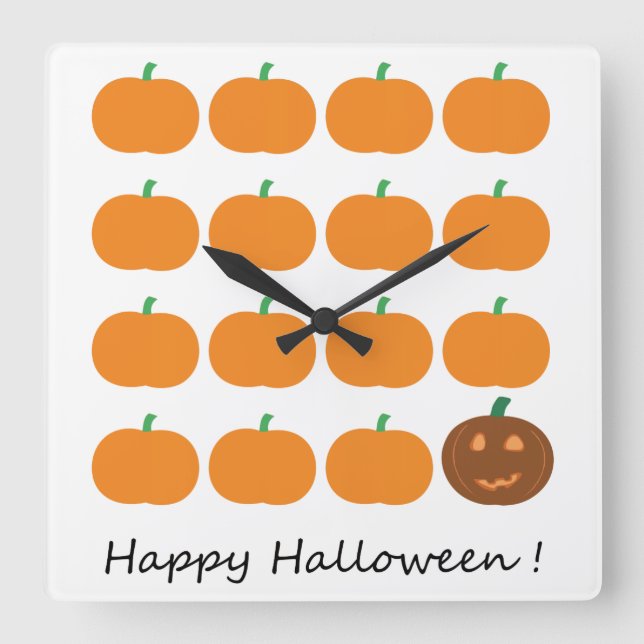 Happy Halloween Niedlich Pumpkin Patch Quadratische Wanduhr (Vorderseite)
