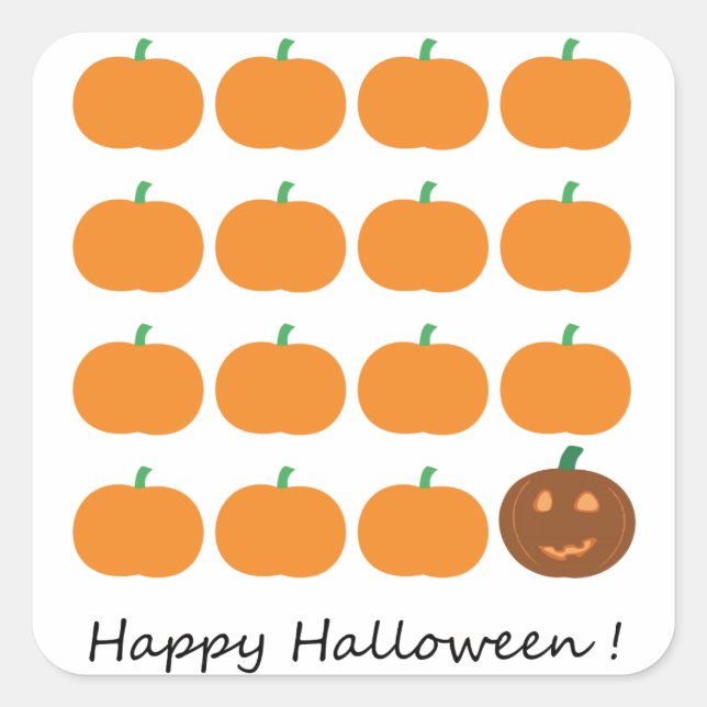 Happy Halloween Niedlich Pumpkin Patch Quadratischer Aufkleber (Vorderseite)