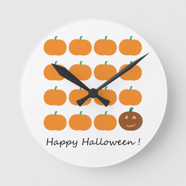 Happy Halloween Niedlich Pumpkin Patch Runde Wanduhr (Vorderseite)