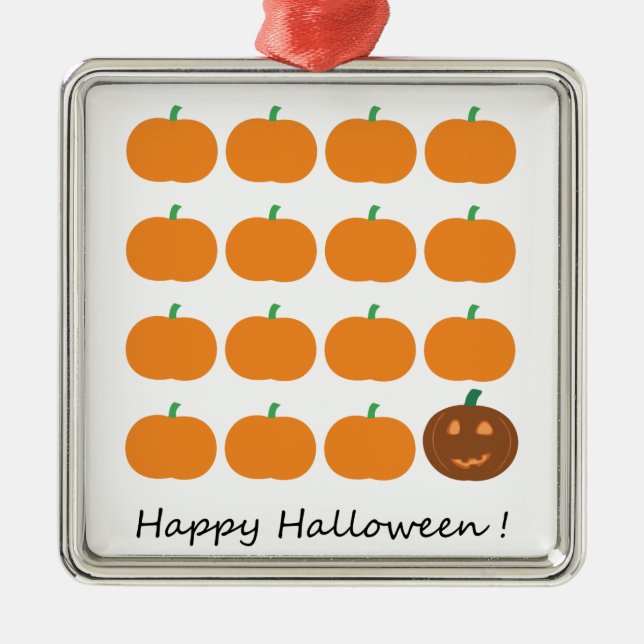 Happy Halloween Niedlich Pumpkin Patch Silbernes Ornament (Vorne)