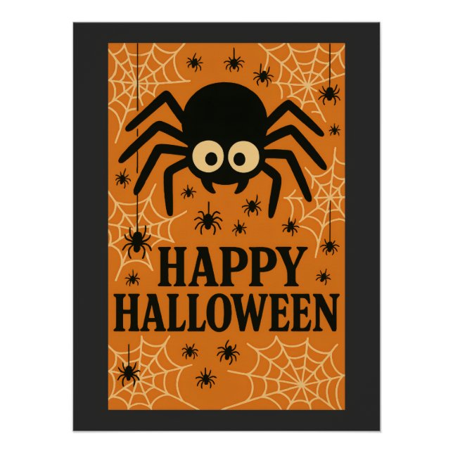 Happy Halloween Niedlich Spider Retro Party Poster (Vorderseite)