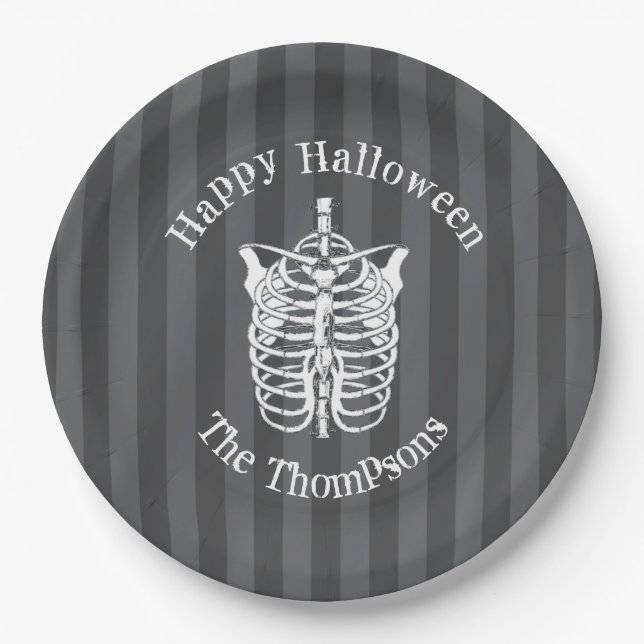 Happy Halloween Niedlich Spooky Beängstigend Skele Pappteller (Vorderseite)
