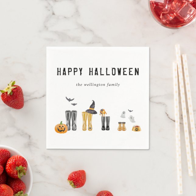 Happy Halloween Niedlich Spooky Watercolor Familie Serviette (Beispiel)