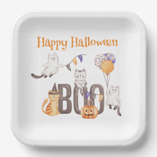 Happy Halloween NIEDLICHE KITTENS & BOO Pappteller